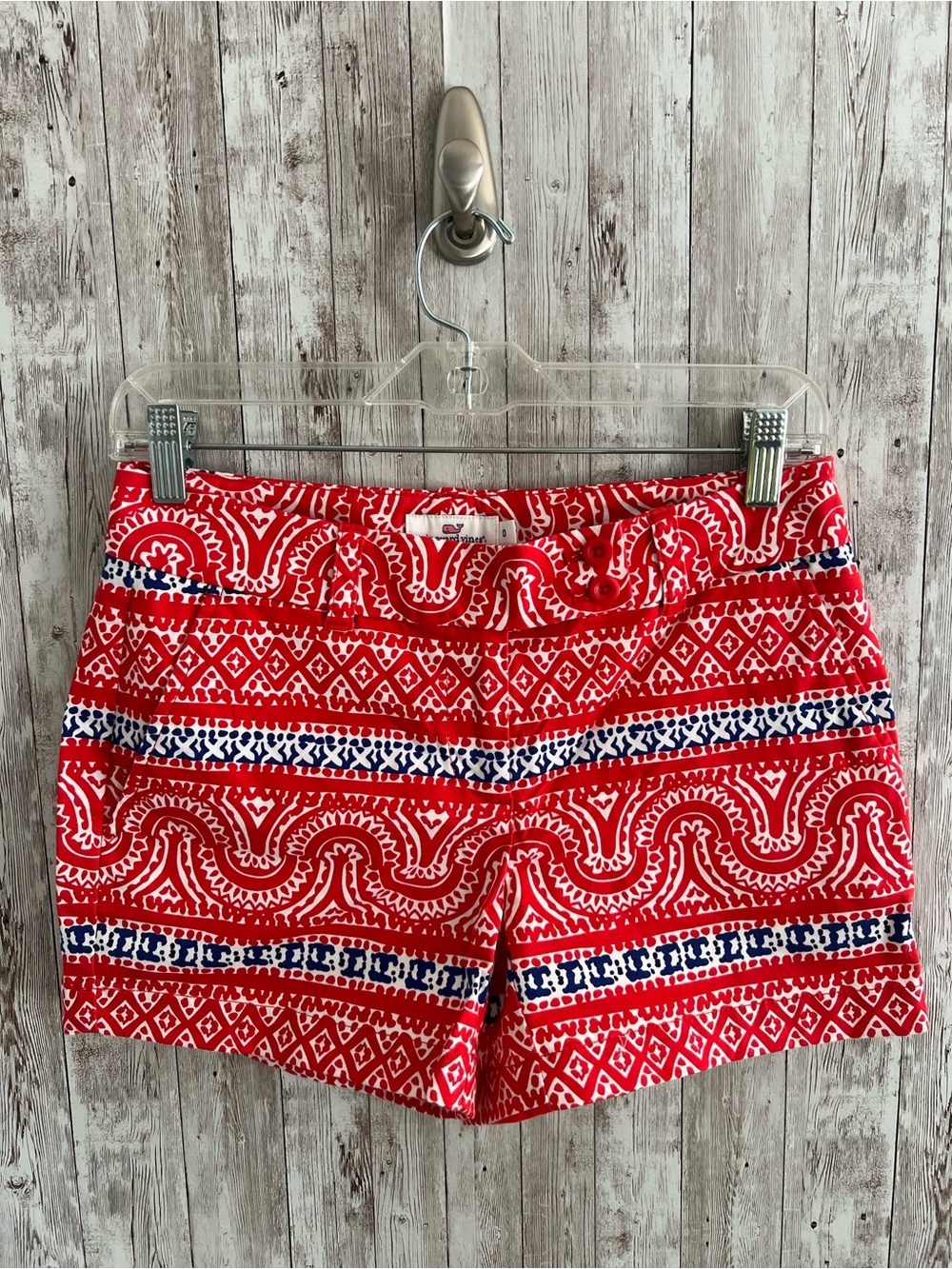 Vineyard Vines Americana Bandana Red White Blue Shorts Size 0